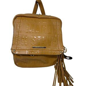 Steve Madden Mustard Yellow Faux Leather Embossed Logo Mini Backpack  Tassel